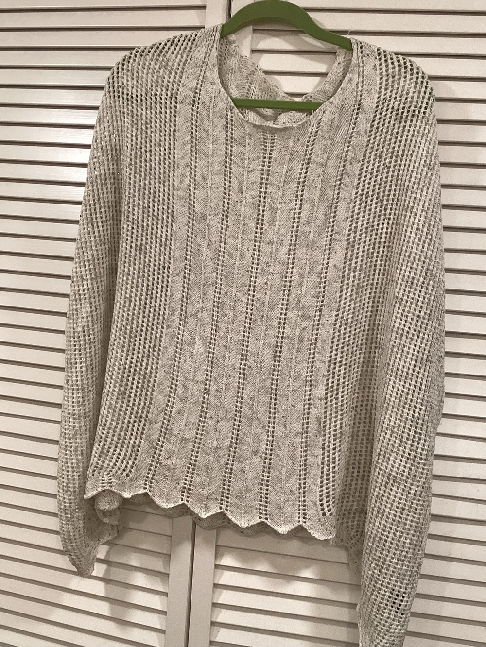 POL Light Gray Open Knit Scoopneck Sweater/Sleeveless